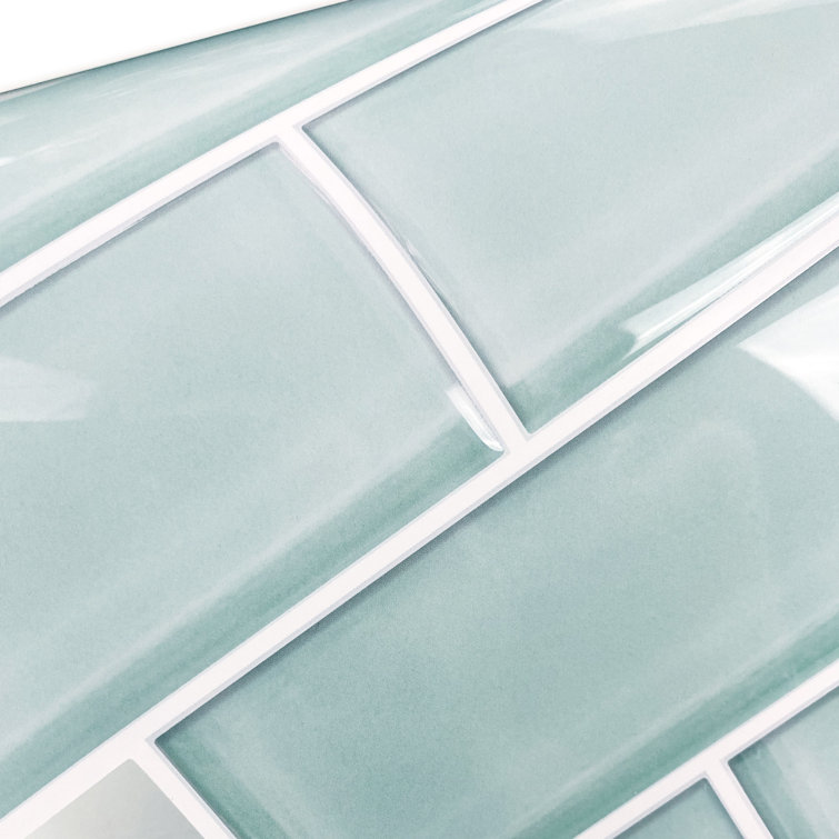 Aqua Seaglass 12" x 14" Peel and Stick Subway Tile