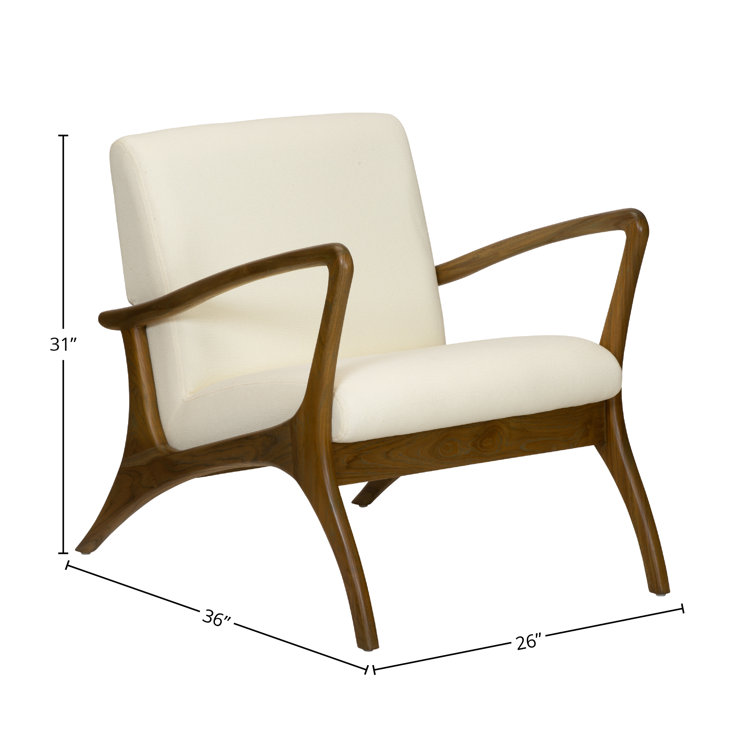 White Teak Handcrafted Lounge Chair with Performance Fabric