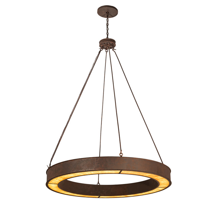 Escabroso Amber Idalight 81" Rust LED Drum Chandelier