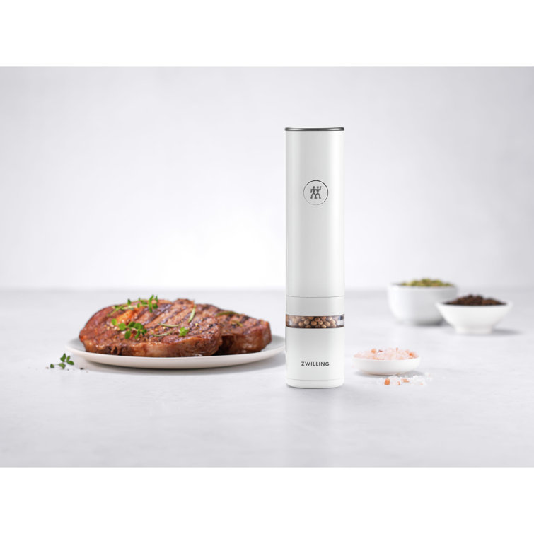 White Electric Salt and Pepper Mill with Ceramic Grinder