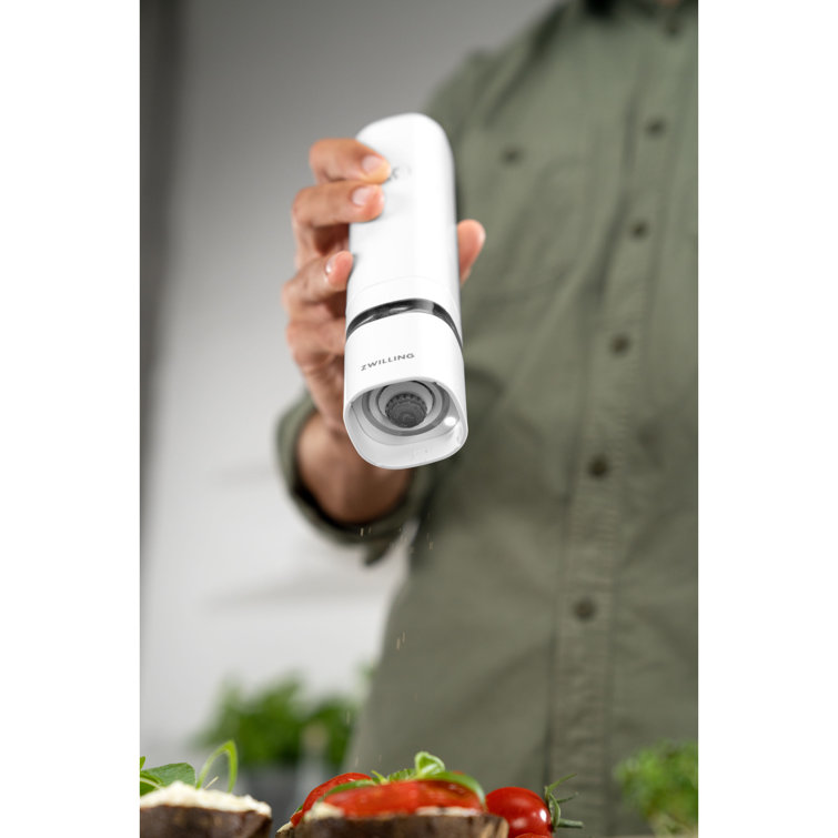 White Electric Salt and Pepper Mill with Ceramic Grinder