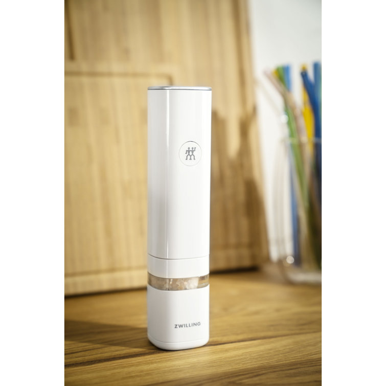 White Electric Salt and Pepper Mill with Ceramic Grinder