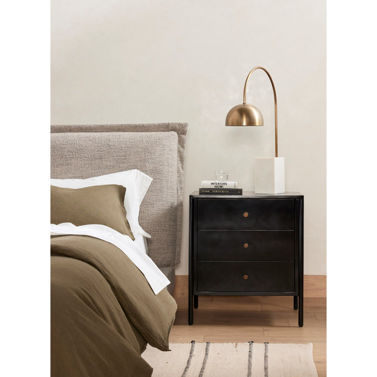 Sleek Modern Black Iron 3-Drawer Chest with Cylindrical Legs
