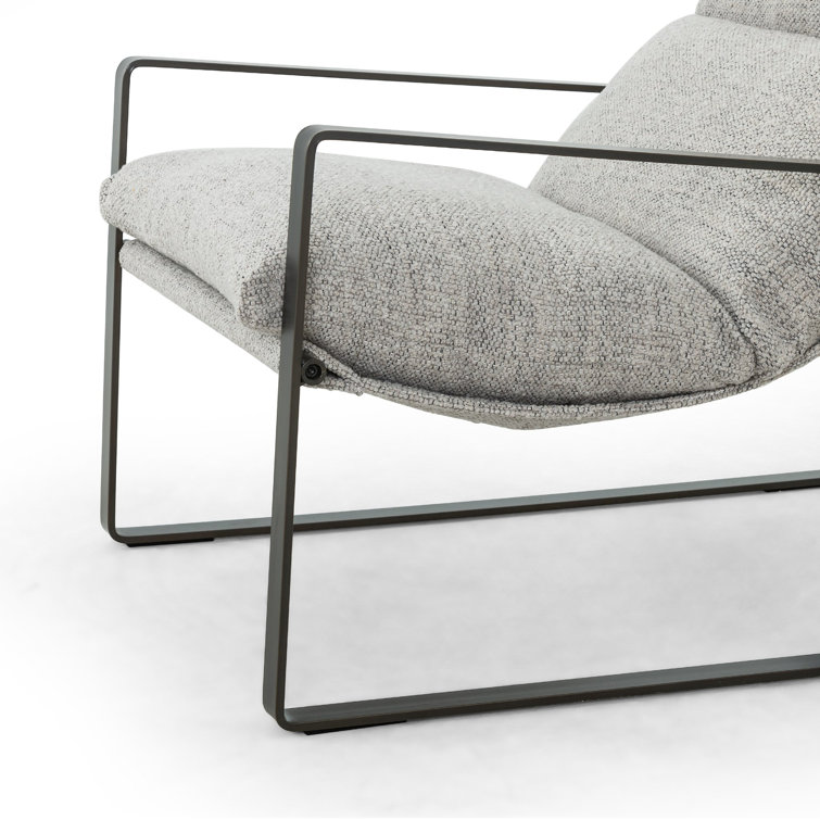 Light Grey Sling Armchair with Gunmetal Frame