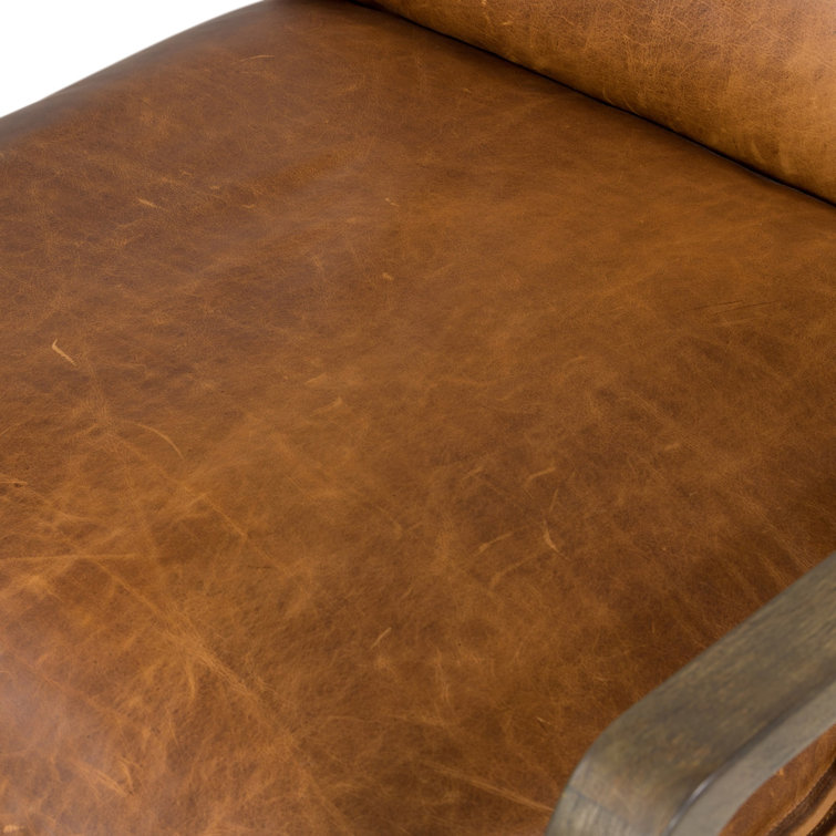 Raleigh Chestnut Leather and Wood Armchair