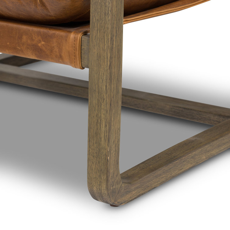 Raleigh Chestnut Leather and Wood Armchair