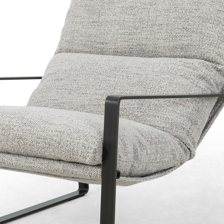 Light Grey Sling Armchair with Gunmetal Frame