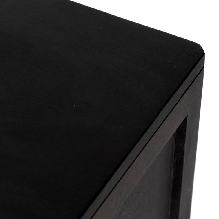 Black Wash Double Mid-Century 6-Drawer Dresser with Cane Detail
