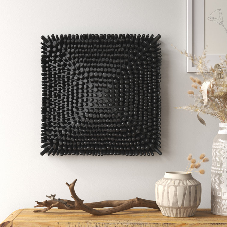 Portside Black Solid Beech Wood Wall Decor Panel