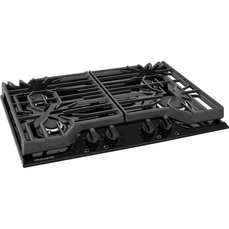 30 Inch Black Cast Iron Gas Cooktop with 4 Burners