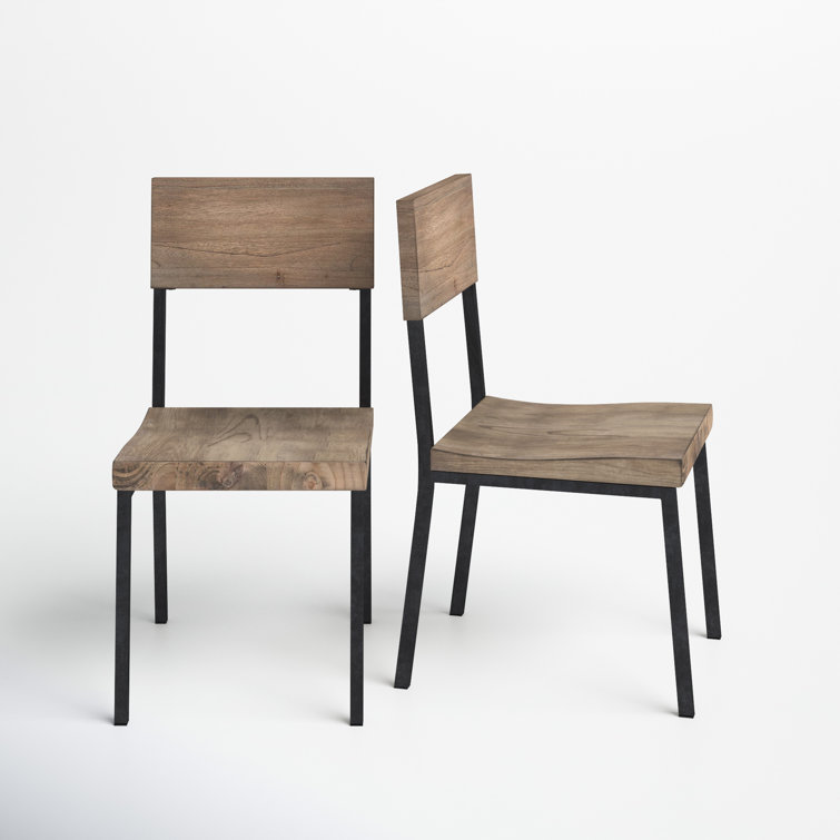 Tacoma Industrial Mindi Wood and Steel Side Chair, Set of 2