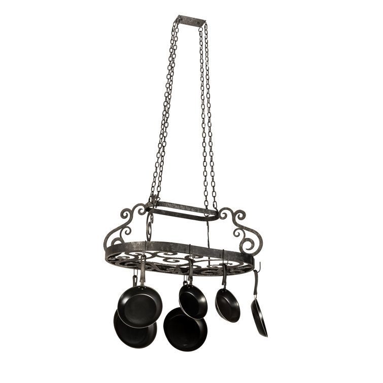 Neo Handcrafted Smoke Finish Metal Hanging Pot Rack