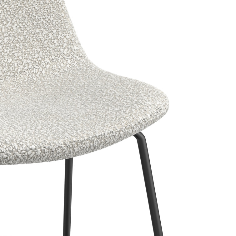 White Boucle Upholstered Counter Stools with Steel Frame, Set of 2