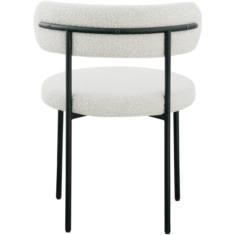 Cream Boucle Upholstered Side Chair with Metal Legs, Set of 2
