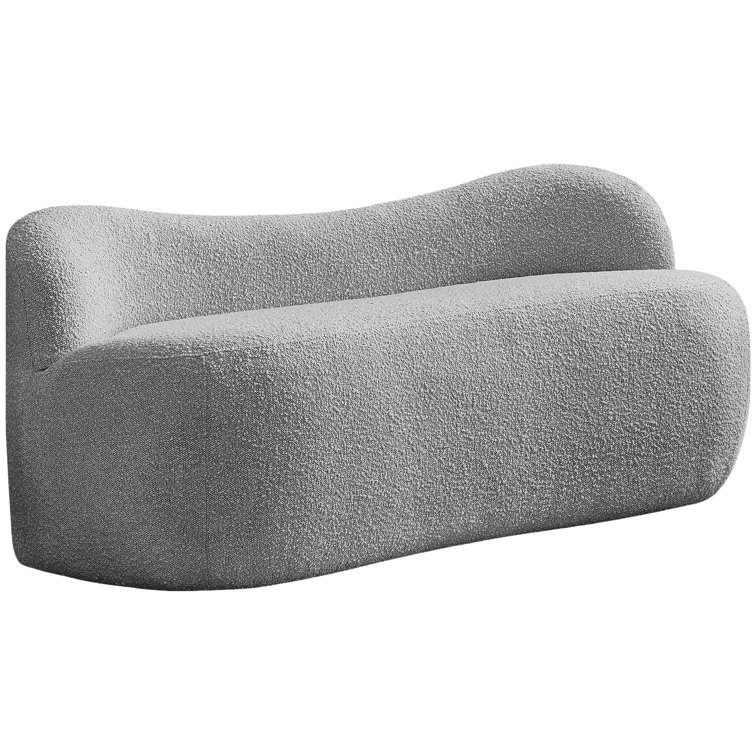 Flair Gray Boucle Fabric Curved Back Bench