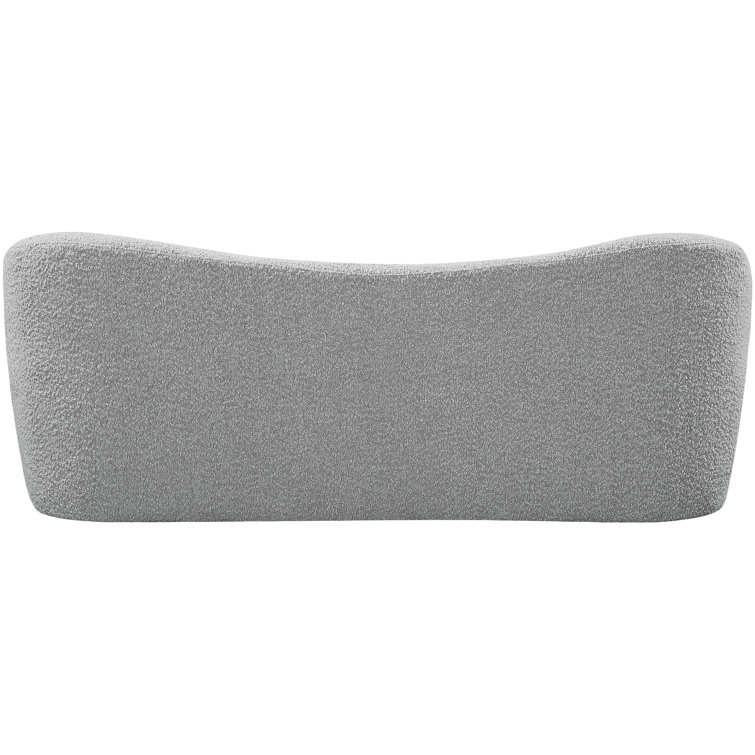 Flair Gray Boucle Fabric Curved Back Bench