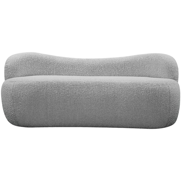 Flair Gray Boucle Fabric Curved Back Bench