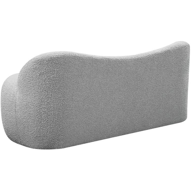 Flair Gray Boucle Fabric Curved Back Bench