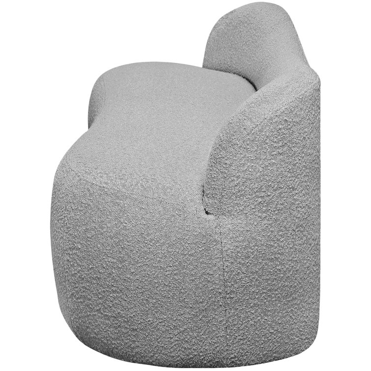 Flair Gray Boucle Fabric Curved Back Bench