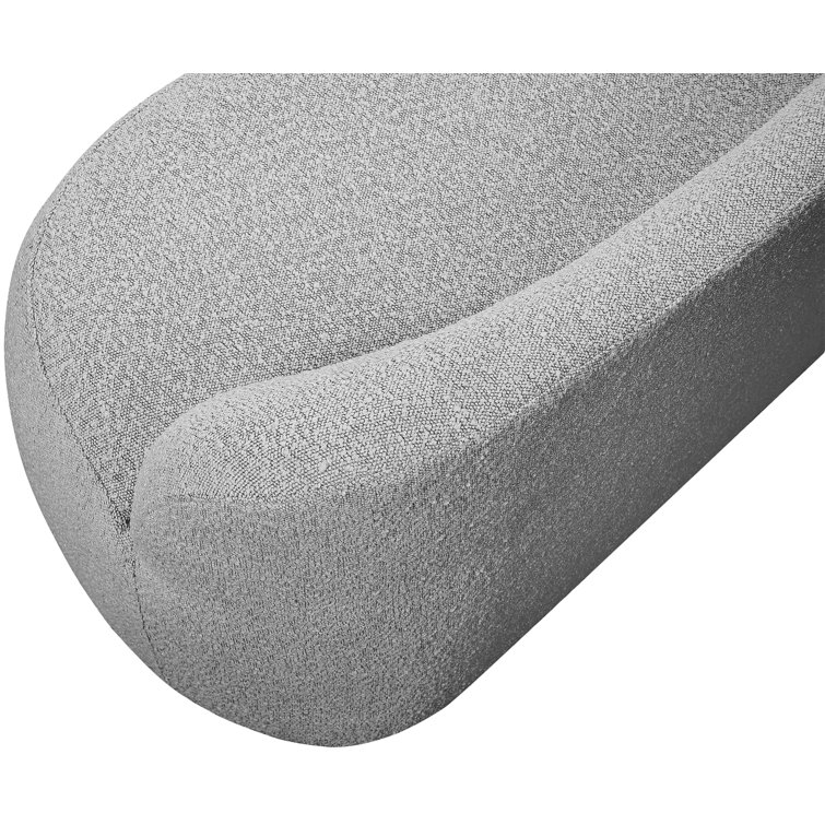 Flair Gray Boucle Fabric Curved Back Bench