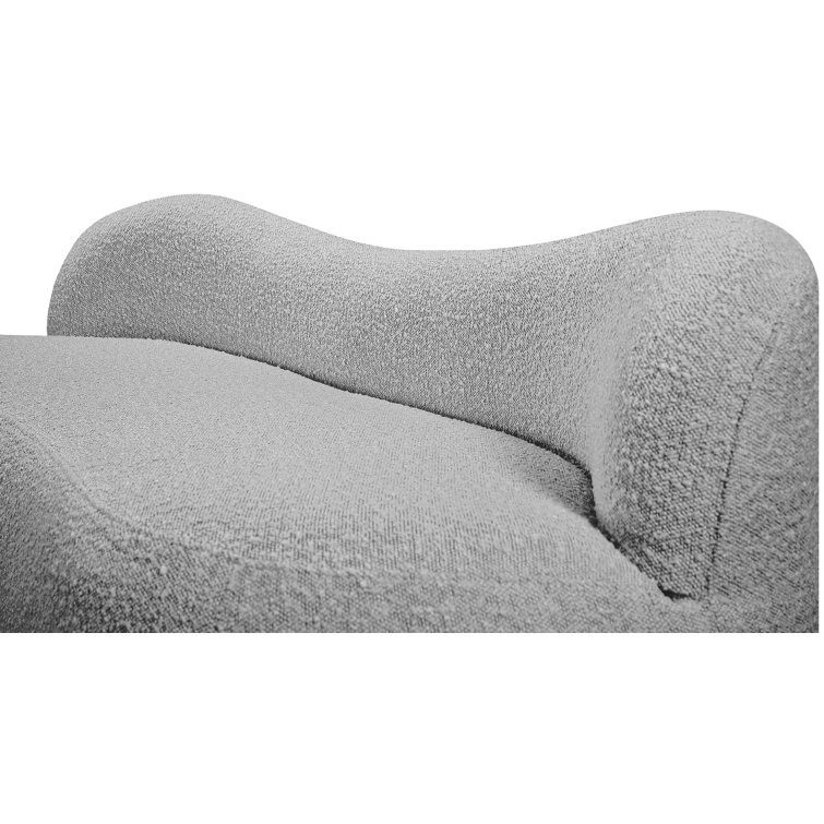 Flair Gray Boucle Fabric Curved Back Bench