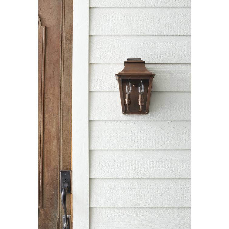 Copper Patina 11.5" Outdoor Wall Lantern with Clear Glass