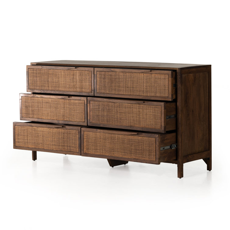 Prescott Sydney 58" Coastal Brown Wash Double Dresser with Mirror