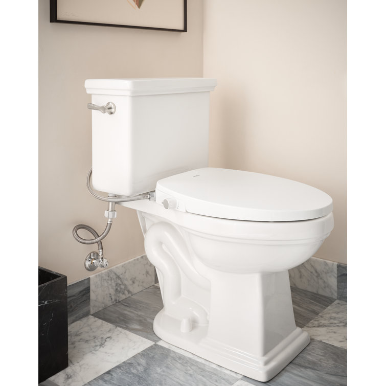 White Non-Electronic Elongated Bidet Seat with Soft-Close Lid
