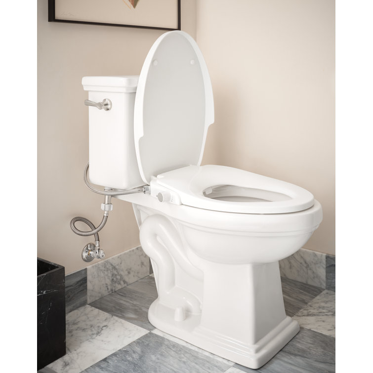 White Non-Electronic Elongated Bidet Seat with Soft-Close Lid