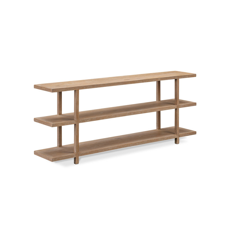 Brown MDF 80'' Rectangular Console Table with Storage Shelves