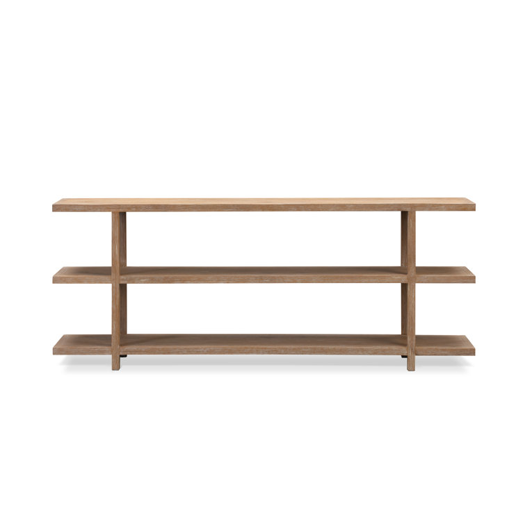Brown MDF 80'' Rectangular Console Table with Storage Shelves
