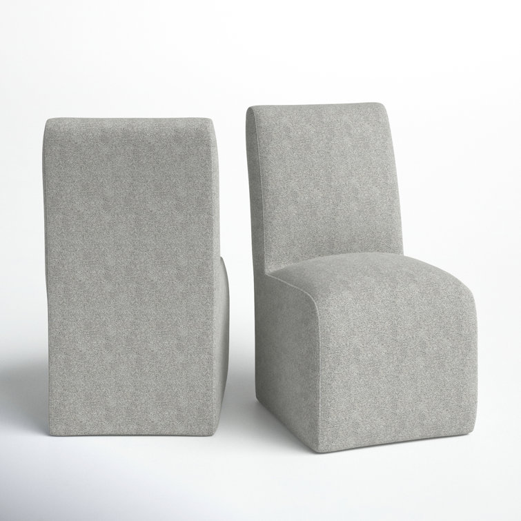 Gray Linen Upholstered Parsons Side Chair Set