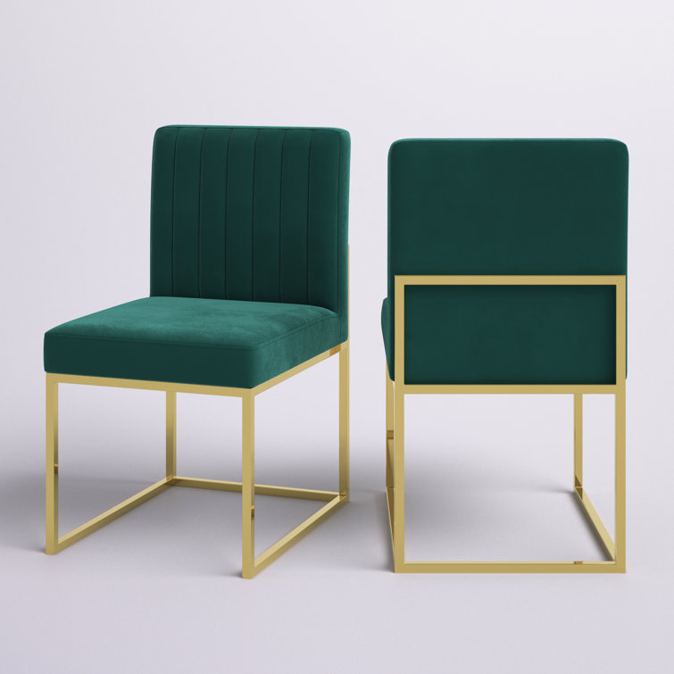 Luxe Emerald Green Velvet Side Chair with Gold Metal Frame