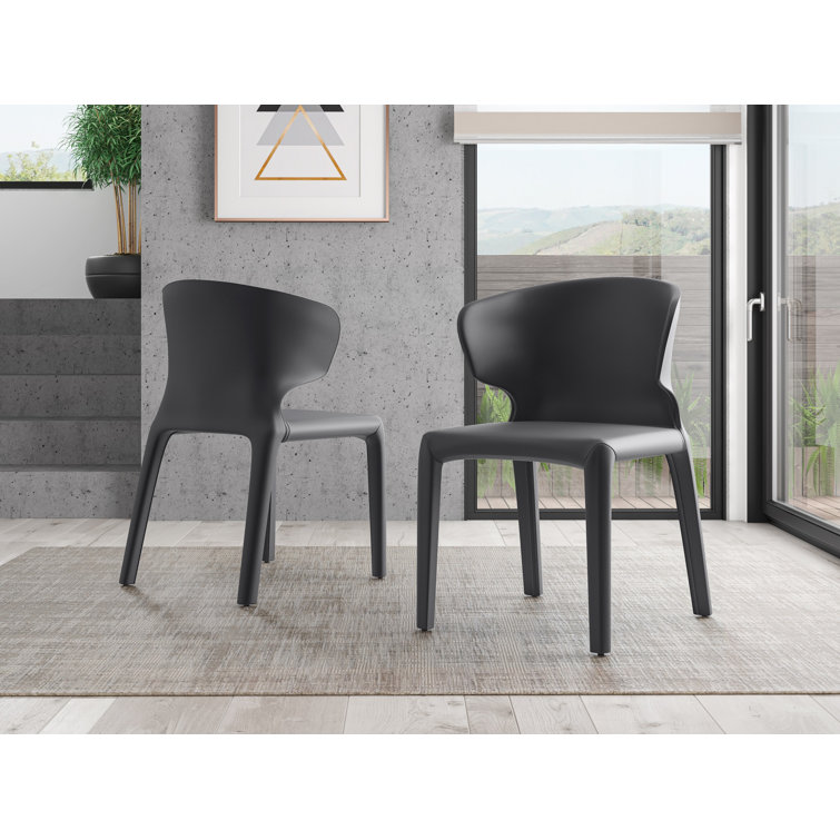 Gray Faux Leather Upholstered Metal Side Chair