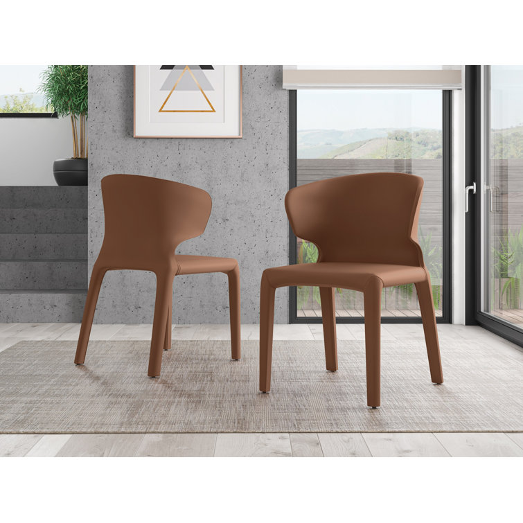 Saddle Faux Leather Upholstered Side Chair with Metal Legs