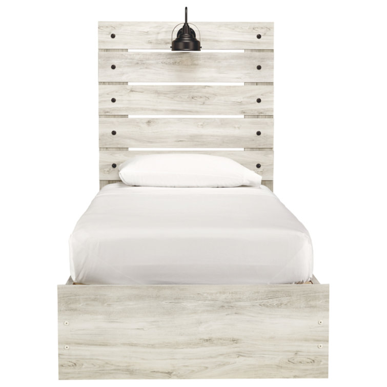 Whitewash Twin Storage Platform Bed with Headboard and Drawers