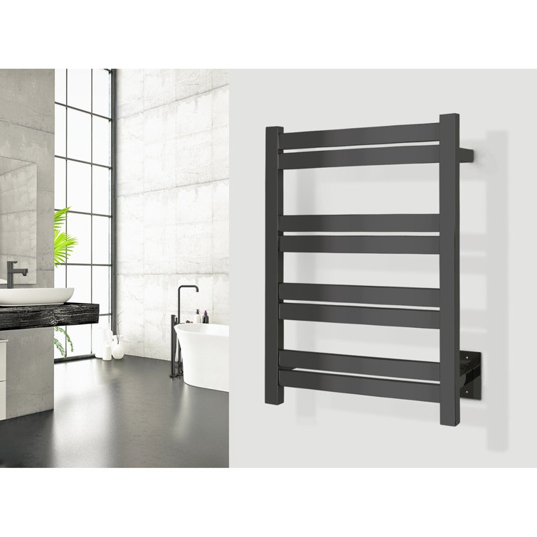 Maple 8-Bar Matte Black Stainless Steel Wall Mounted Towel Warmer