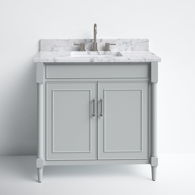 Selene Freestanding 37'' Light Gray Single Bathroom Vanity with Carrara Marble Top