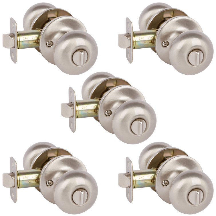 Saxon Satin Nickel Flat Ball Privacy Door Knob Set