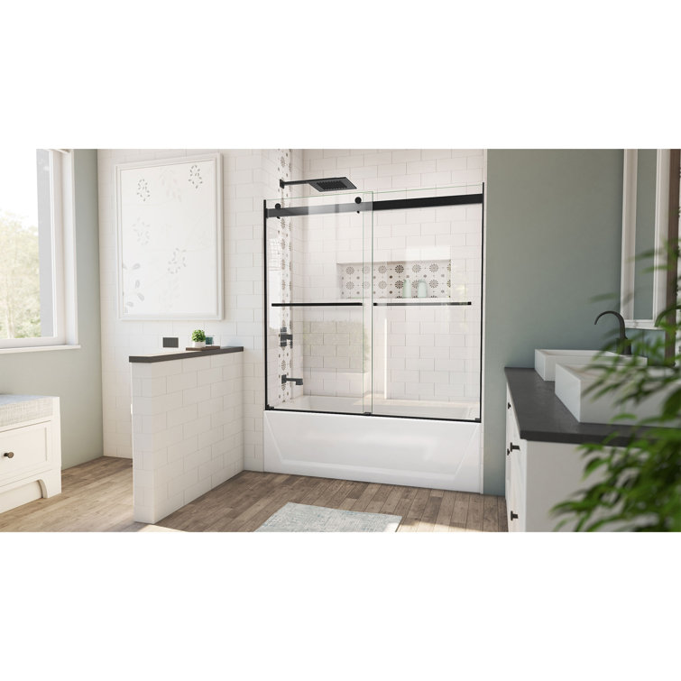 Essence 60" Frameless Black Tub Door with ClearMax Technology