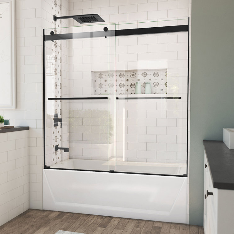 Essence 60" Frameless Black Tub Door with ClearMax Technology