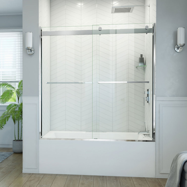 Essence-H 56-60" Chrome Semi-Frameless Sliding Tub Door