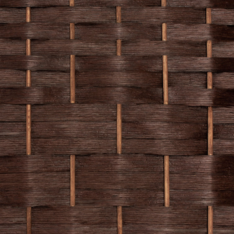 2 Ft Tall Dark Mocha Woven Fiber Folding Screen - 4 Panel