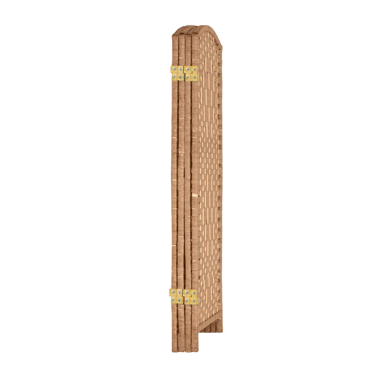 3 Ft Natural Woven Plant Fiber Folding Screen with 4 Panels