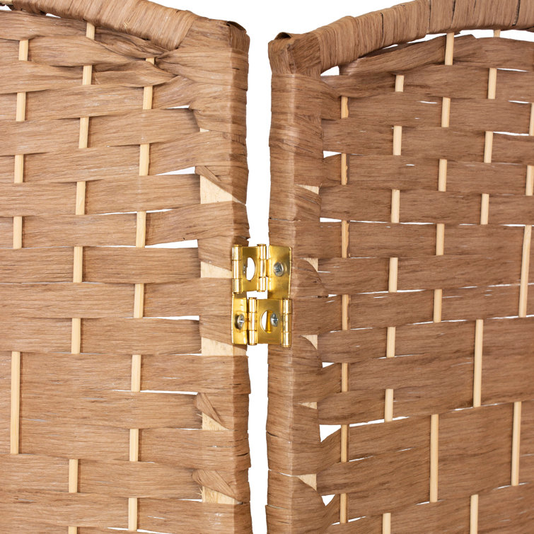 Natural Fiber 2 Ft Tall Folding Screen with 4 Panels