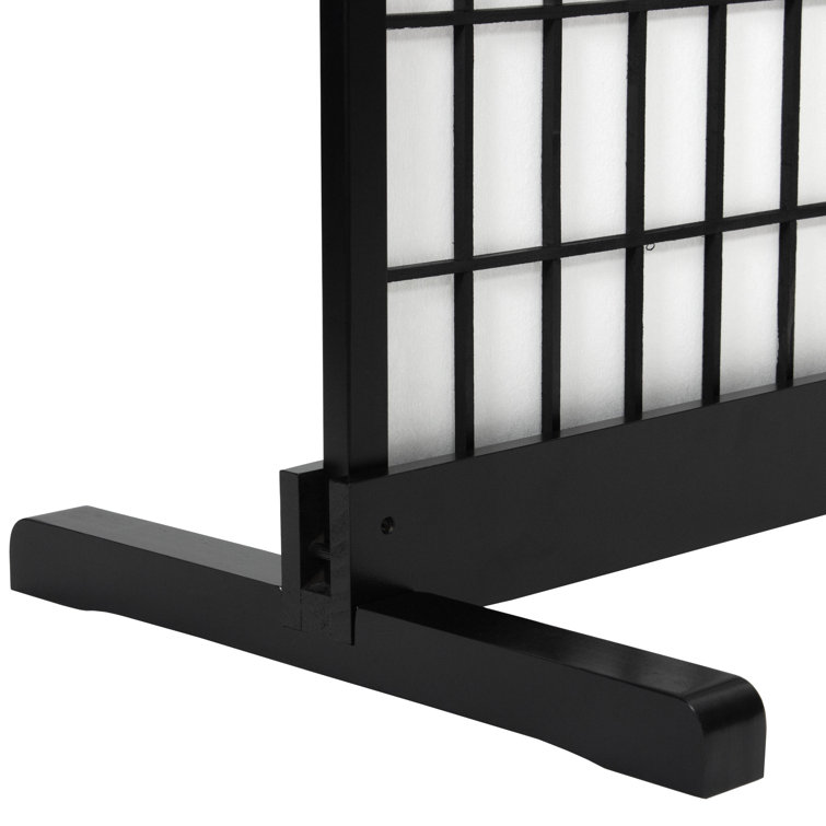 Black Stained Wood 3-Panel Room Divider Stand