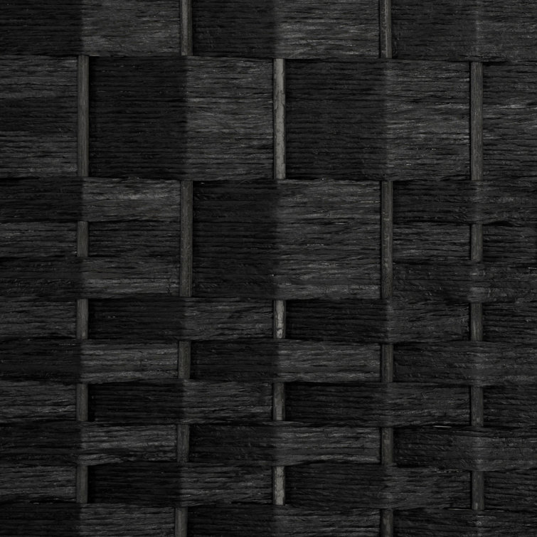 3 ft. Tall Black Woven Fiber Folding Screen - 6 Panel