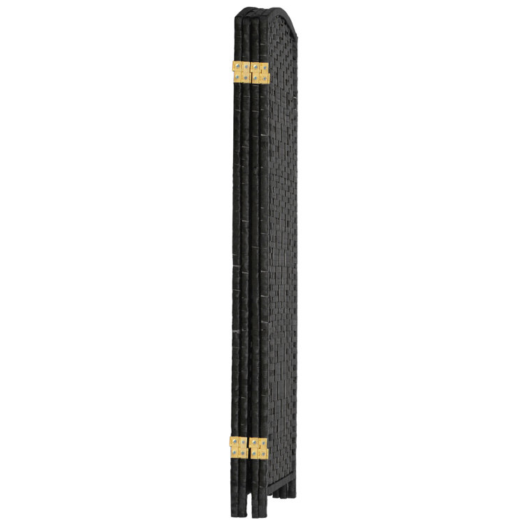 4 Ft Tall Black Woven Plant Fiber Folding Screen with 4 Panels