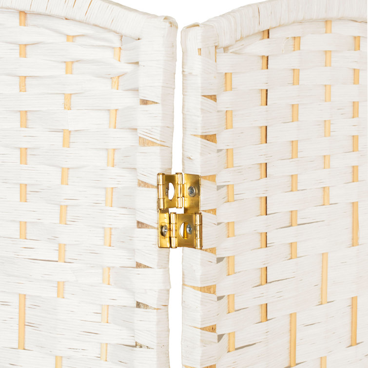 White Natural Fiber 6-Panel Folding Screen Room Divider