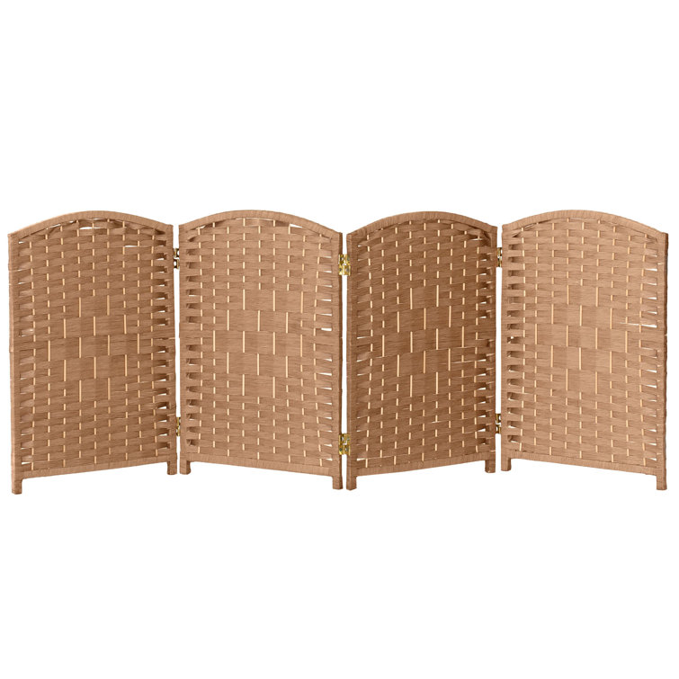 Natural Fiber 2 Ft Tall Folding Screen with 4 Panels
